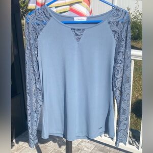 Calvin Klein Soft Jersey with Long Lace Sleeves